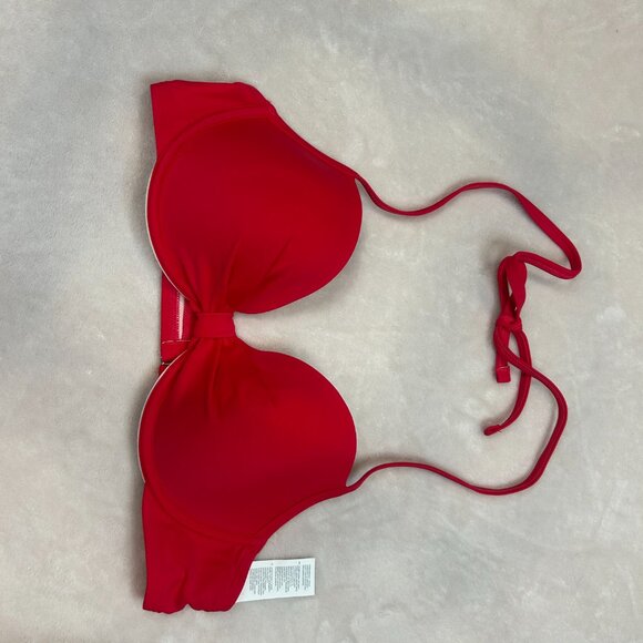 NWT Plunging Ruched One Piece Swimsuit Women Vibrant Red Medium Cupshe - Picture 14 of 16
